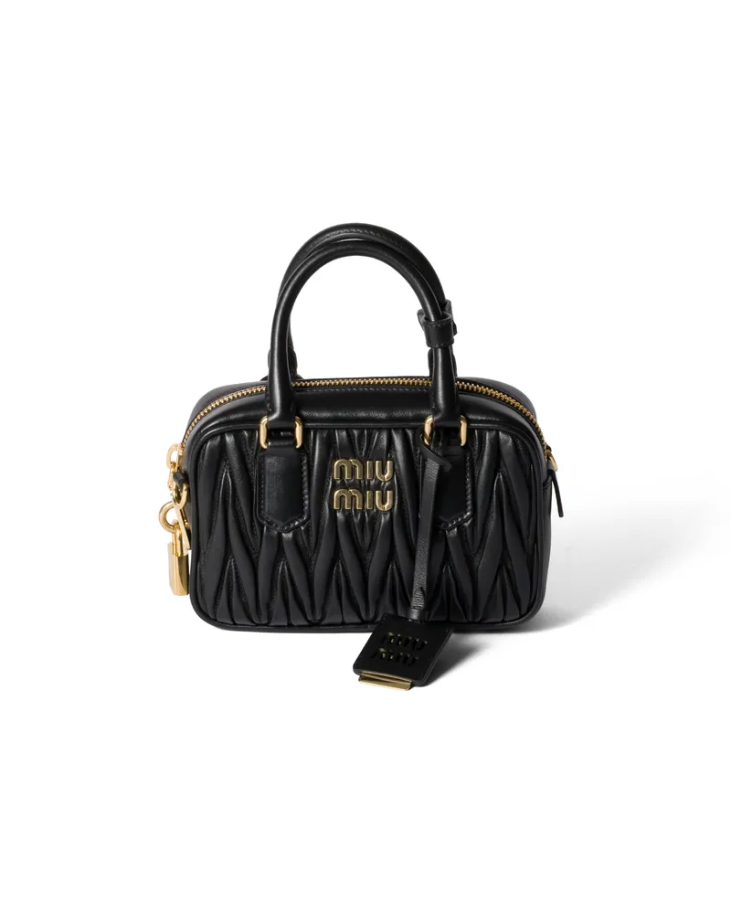 Miu Miu Arcadie Tasche Aus Matelassé-nappaleder, Damen, Schwarz Schwarz