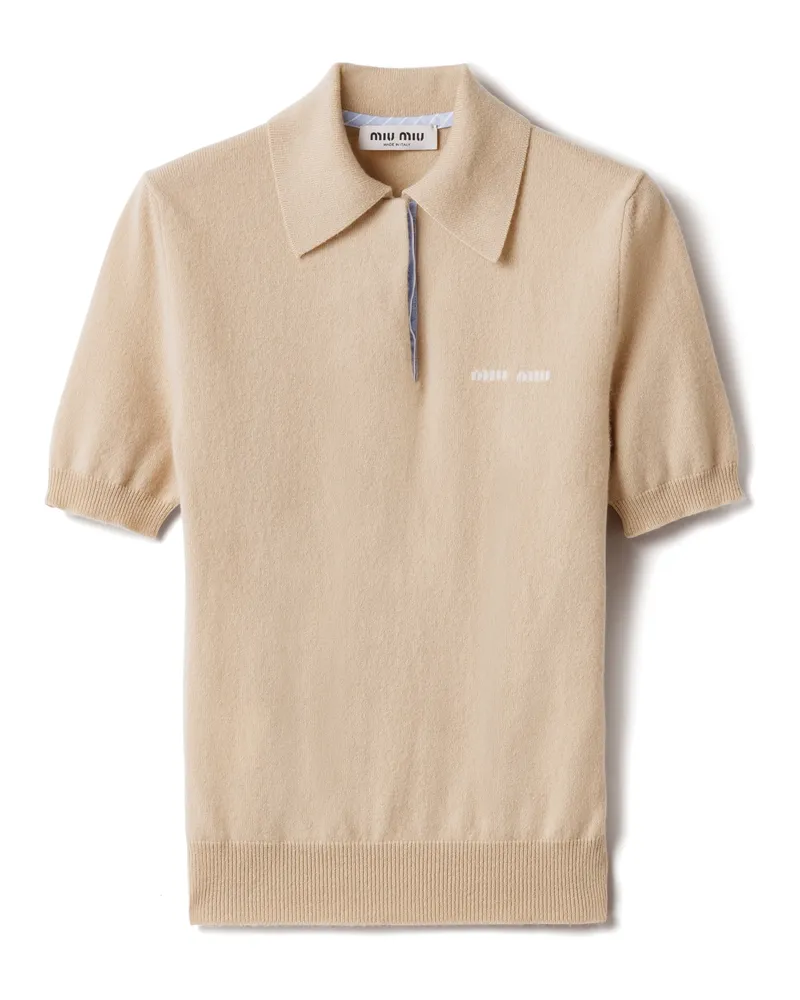 Miu Miu Polo-pullover Aus Kaschmir, Damen, Albino/weiss, Größe Albino