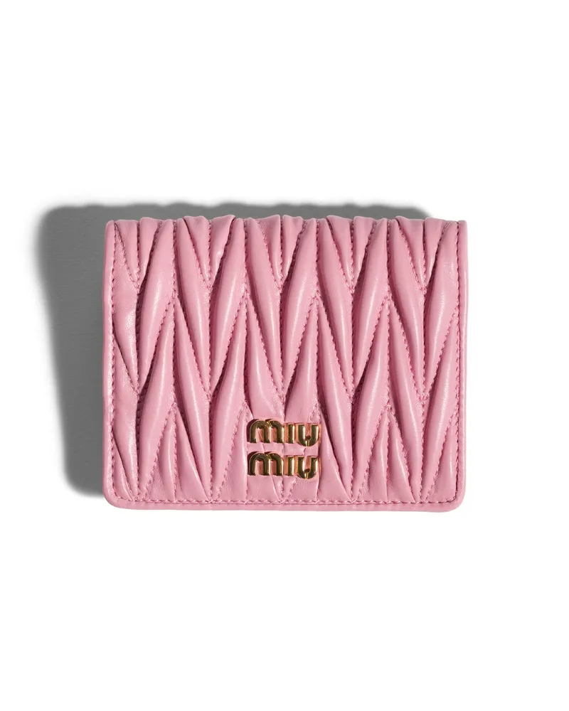 Miu Miu Kleine Geldbörse Aus Matelassé-nappaleder, Damen, Rosa Rosa