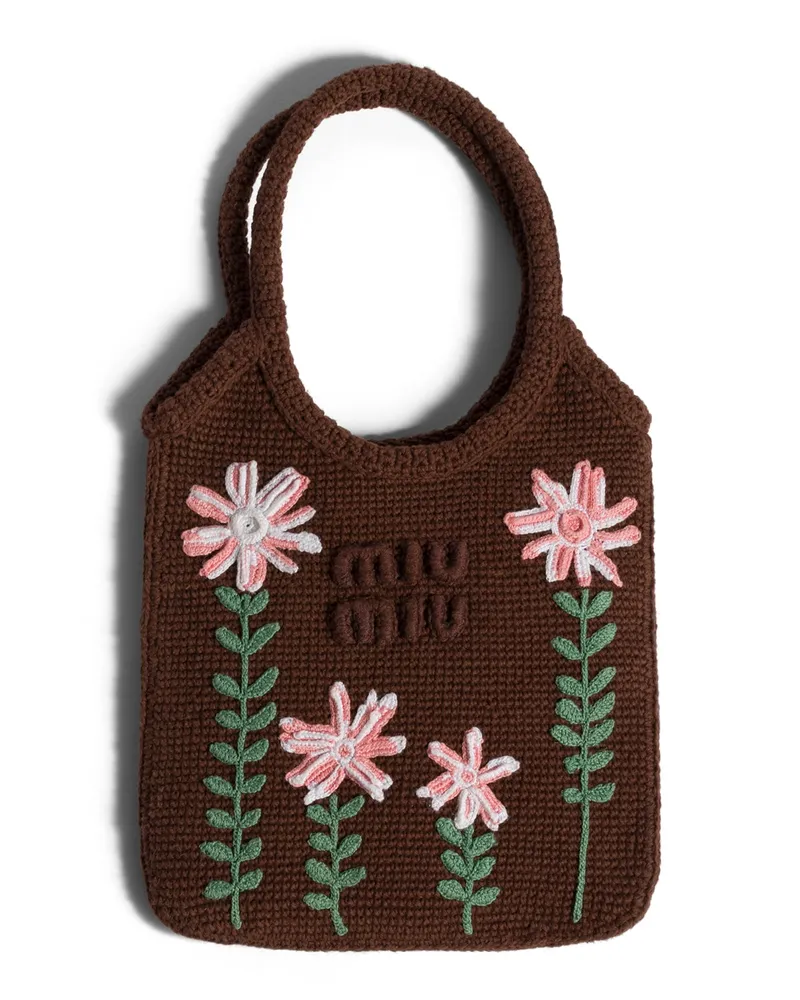 Miu Miu Ivy Häkel-handtasche, Damen, Dunkelbraun Dunkelbraun