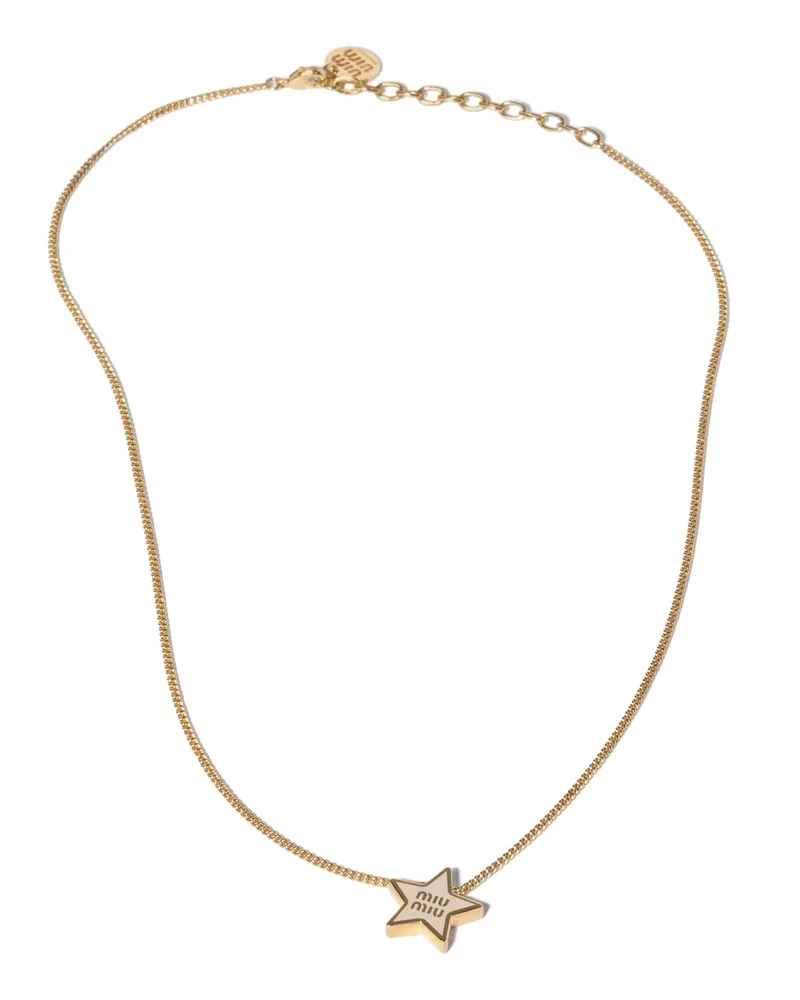 Miu Miu Halskette Aus Emailliertem Metall, Damen, Elfenbein Elfenbein