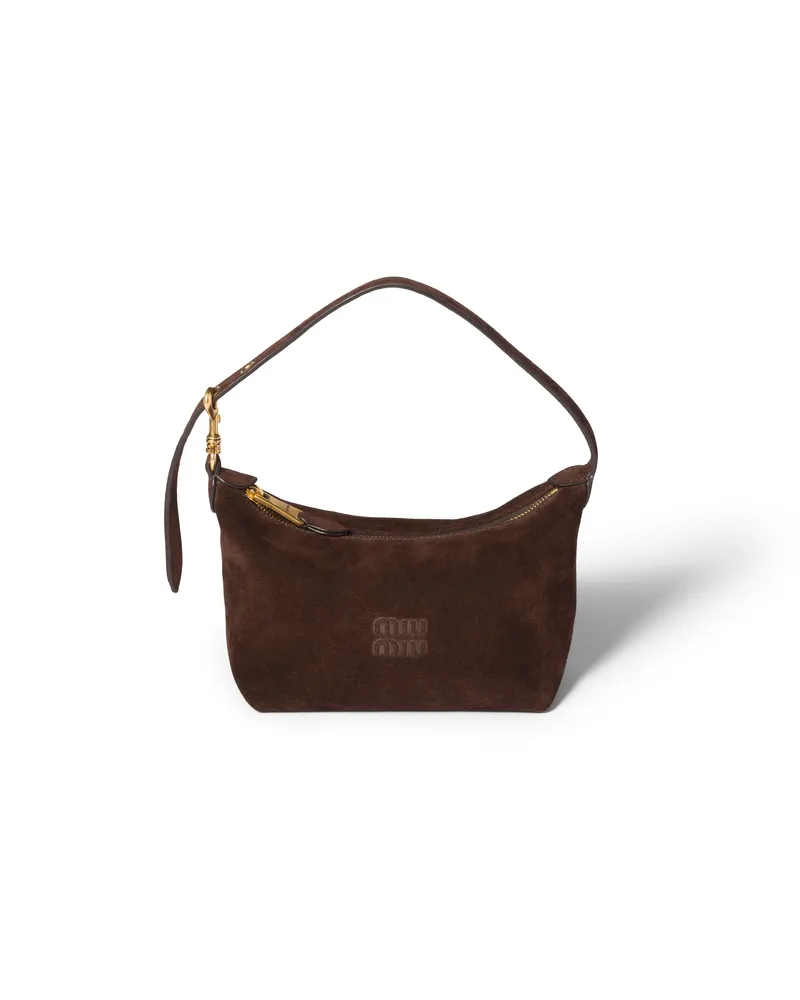 Miu Miu Pouch Aus Wildleder, Damen, Dunkelbraun Dunkelbraun