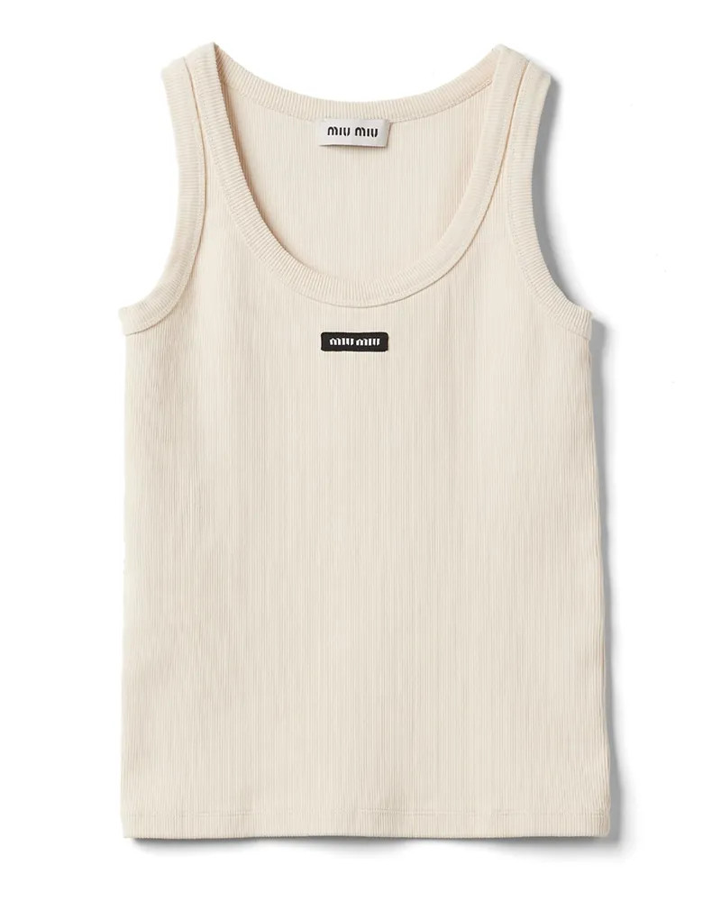 Miu Miu Garment-dyed-top Aus Geripptem Jersey, Damen, Natur, Größe Natur