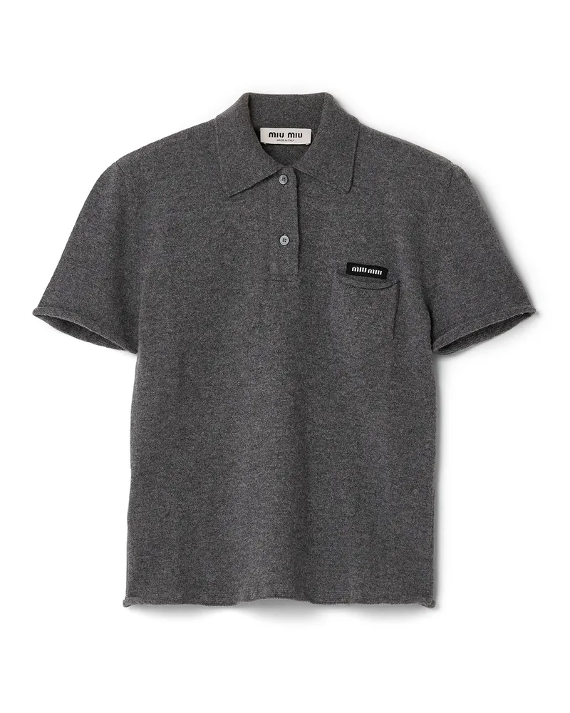 Miu Miu Poloshirt Aus Kaschmir, Damen, Schiefergrau, Größe Schiefergrau