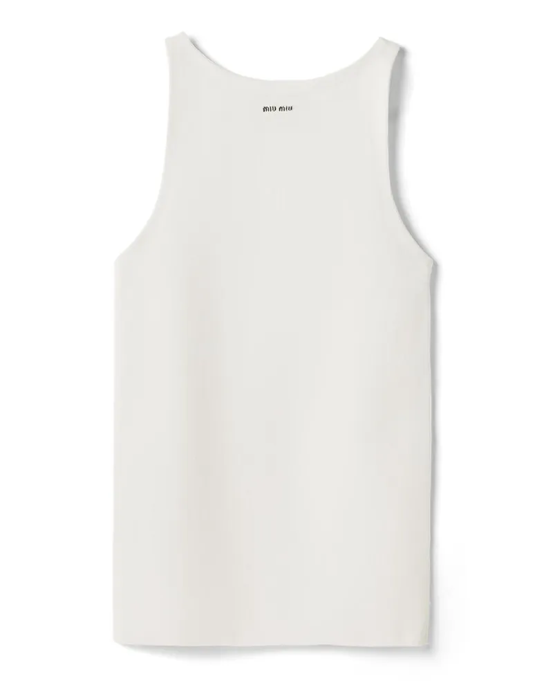 Miu Miu Tanktop Aus Baumwollstrick, Damen, Weiss, Größe Weiss