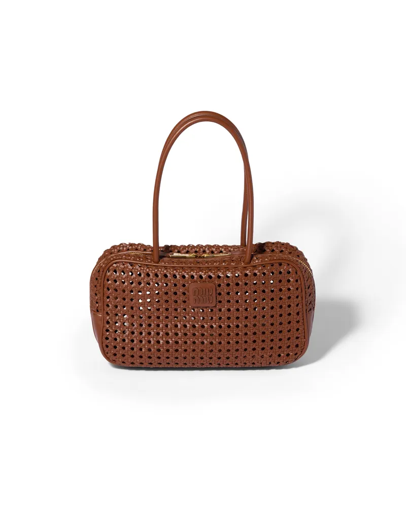 Miu Miu Beau Tasche Aus Ledergeflecht, Damen, Eiche Eiche
