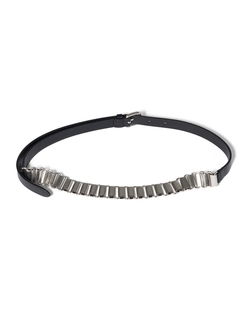 Miu Miu Gürtel Aus Leder Und Metall, Damen, Schwarz, Größe Schwarz