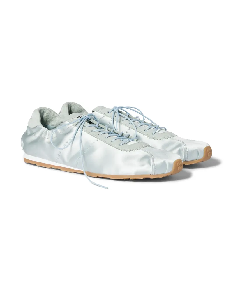 Miu Miu Plume Sneaker Aus Satin, Damen, Puderblau, Größe Puderblau