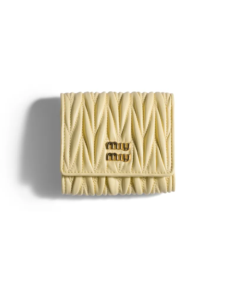 Miu Miu Kleine Geldbörse Aus Matelassé-nappaleder, Damen, Creme Creme