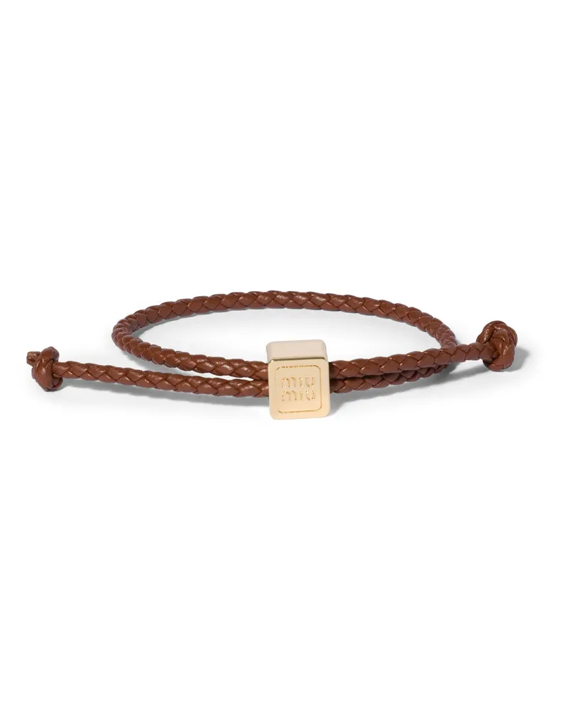Miu Miu Armband Aus Leder, Damen, Cognac Cognac