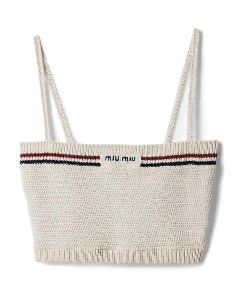Miu Miu Top Aus Baumwollstrick, Damen, Natur, Größe Natur
