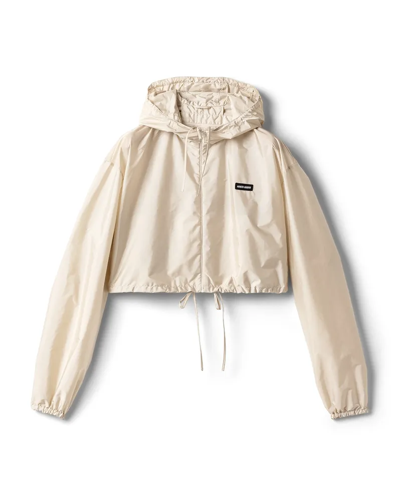 Miu Miu Windbreaker Aus Funktionsgewebe, Damen, Elfenbein, Größe Elfenbein