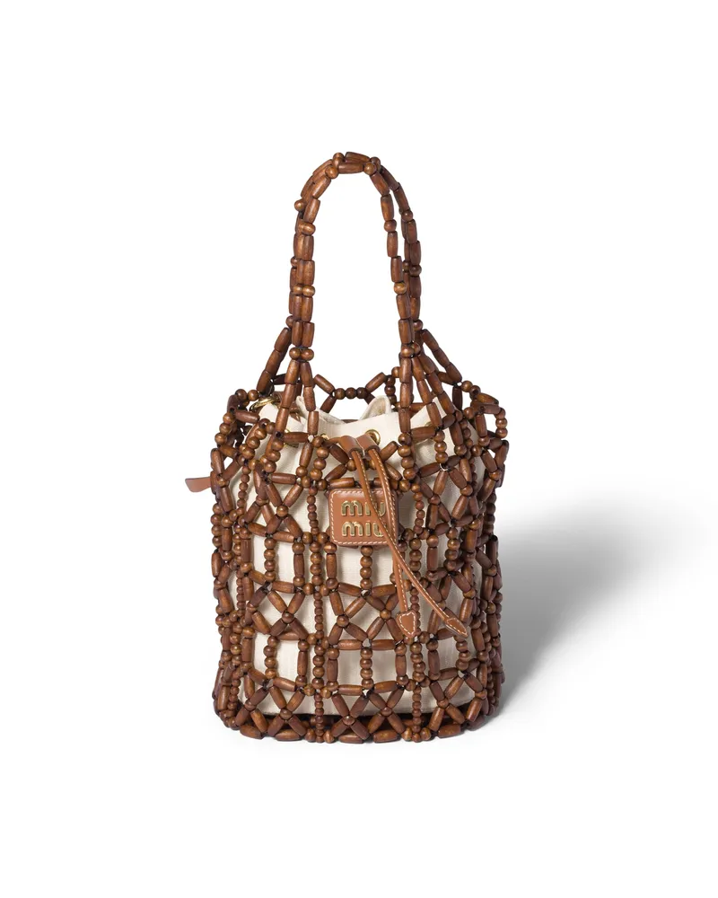Miu Miu Bucket Bag Aus Mesh, Damen, Kakaobraun Kakaobraun