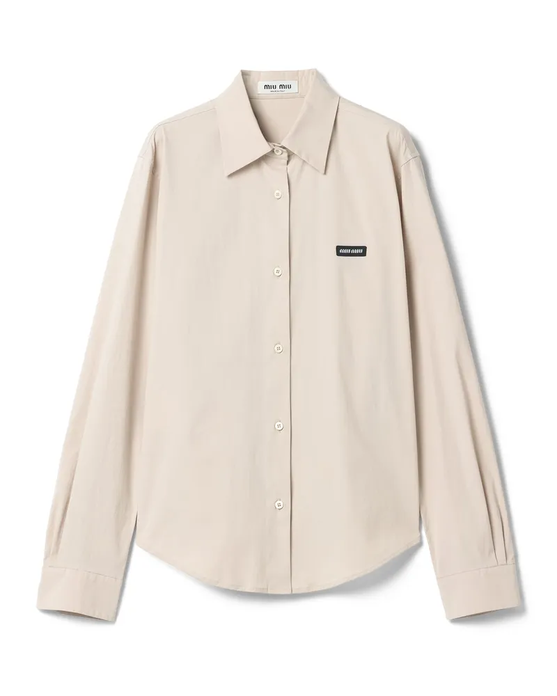 Miu Miu Hemd Aus Stretch-popeline, Damen, Kalkstein, Größe Kalkstein