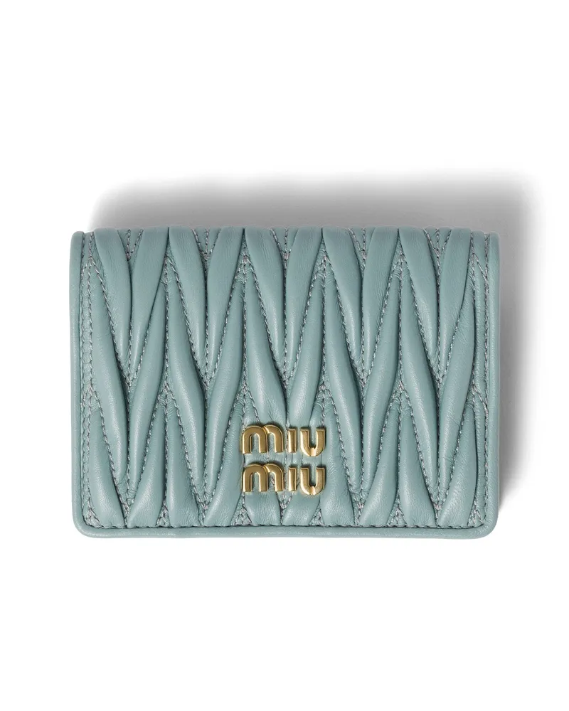 Miu Miu Kartenetui Aus Matelassé-nappaleder, Damen, Puderblau Puderblau