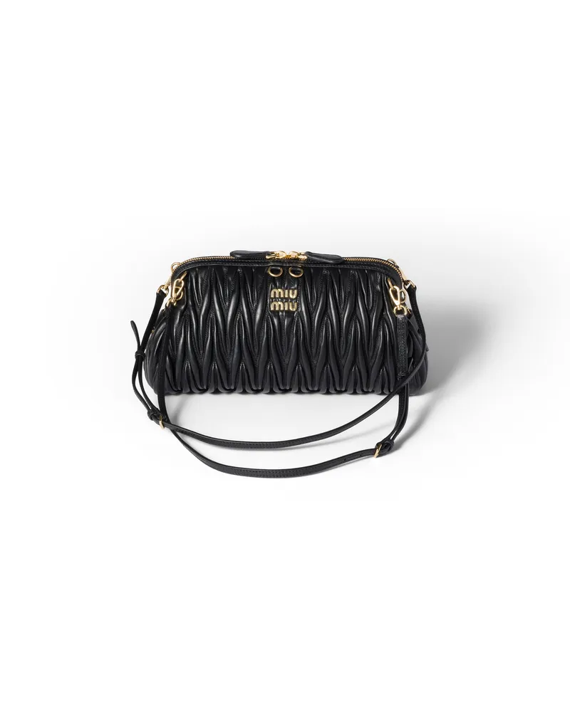 Miu Miu Caprice Clutch Aus Matelassé-nappaleder, Damen, Schwarz Schwarz