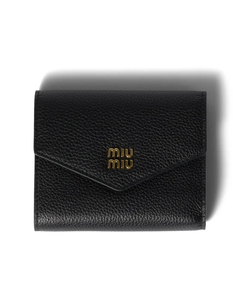 Miu Miu Kleine Geldbörse Aus Leder, Damen, Schwarz Schwarz