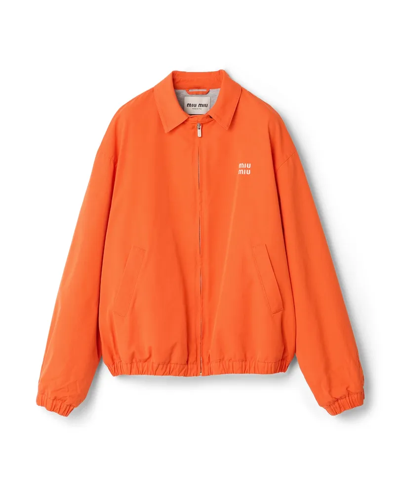 Miu Miu Blousonjacke Aus Popeline Mit Wash-effekt, Damen, Orange, Größe Orange