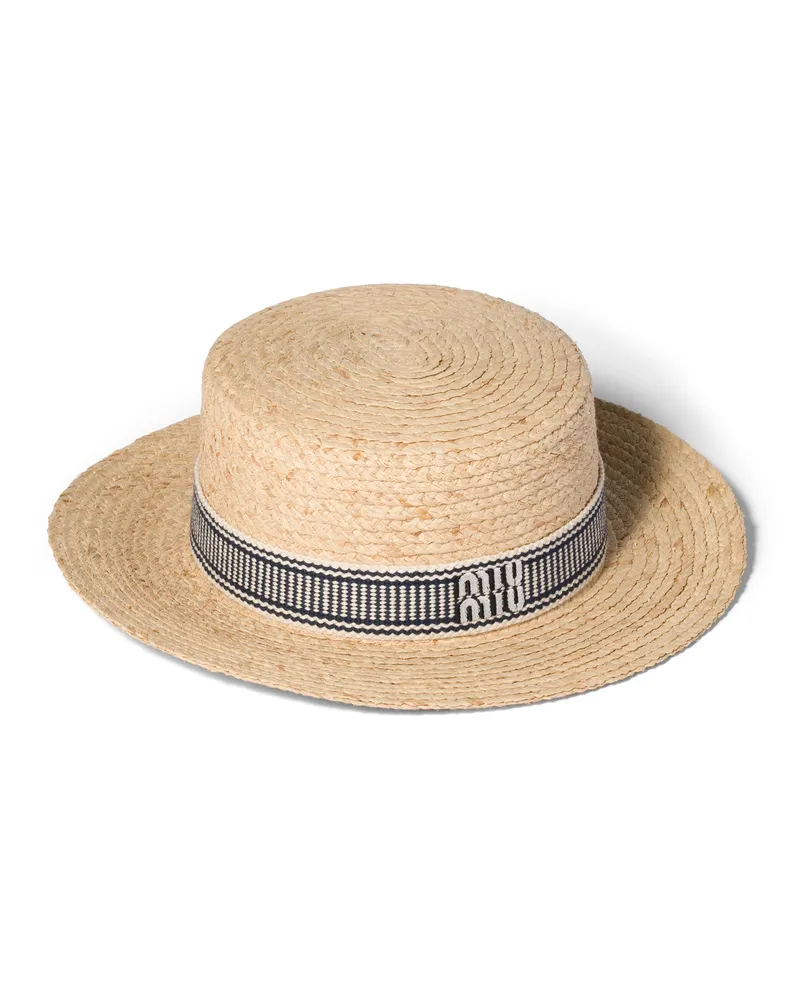 Miu Miu Hut Aus Raphiabast, Damen, Natur/blau, Größe Natur