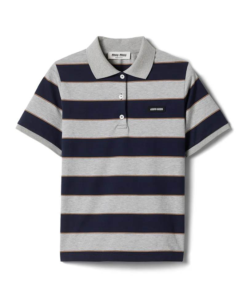 Miu Miu Gestreiftes Poloshirt Aus Jersey, Damen, Blau/grau, Größe Blau