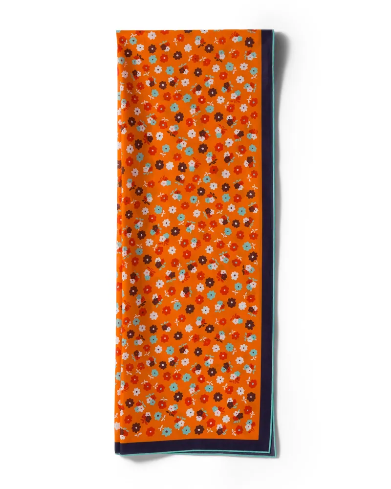 Miu Miu Schal Aus Bedrucktem Popeline, Damen, Orange/rot Orange