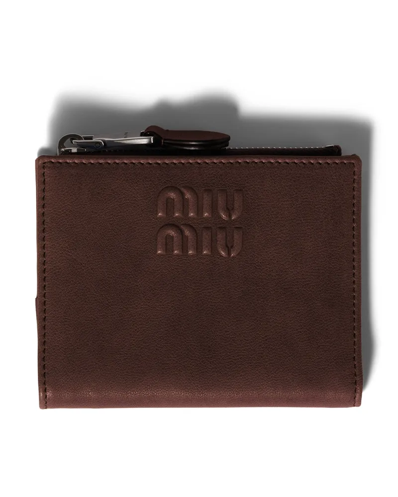 Miu Miu Kleine Geldbörse Aus Leder, Damen, Bruyère-holz Bruyère-holz
