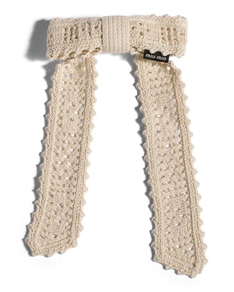 Miu Miu Haarspange Aus Baumwolle, Damen, Kalkweiss Kalkweiss