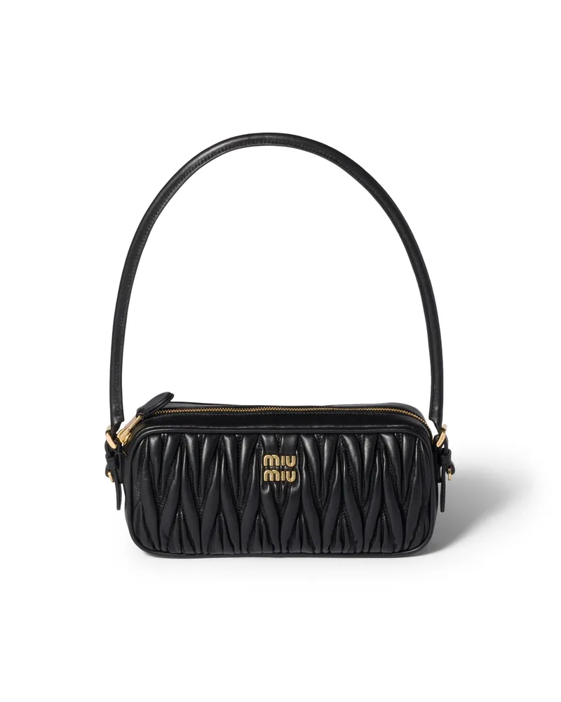 Miu Miu Pouch Aus Matelassé-nappaleder, Damen, Schwarz Schwarz