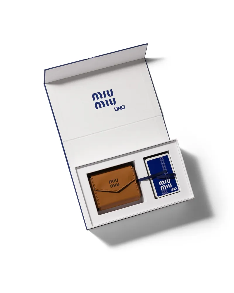 Miu Miu Uno® X  Kartenset Mit Etui Aus Leder, Damen, Cognac/palisander Cognac