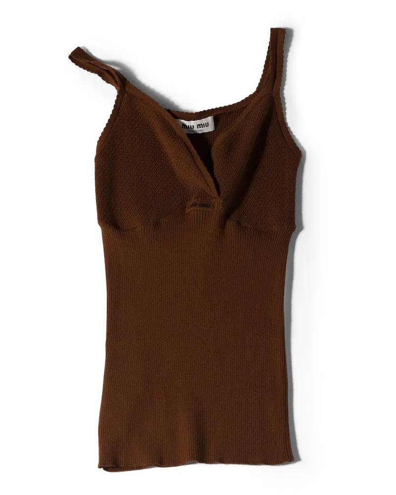 Miu Miu Top Aus Baumwollstrick, Damen, Kakaobraun, Größe Kakaobraun