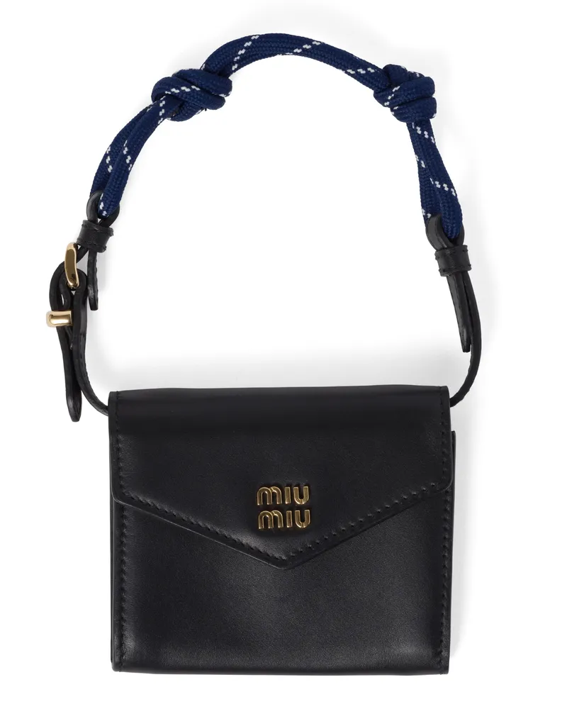 Miu Miu Schulter-geldbörse Aus Leder, Damen, Schwarz/ostseeblau Schwarz