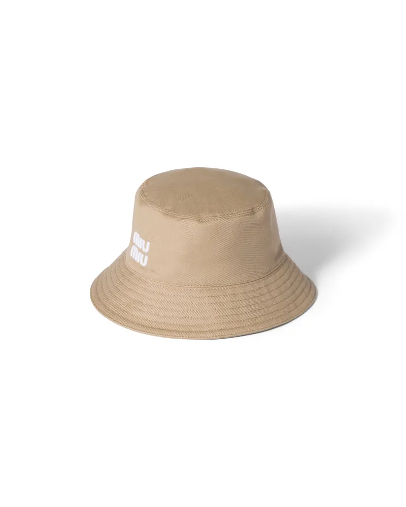 Miu Miu Fischerhut Aus Drillich, Damen, Khaki/weiß, Größe Khaki