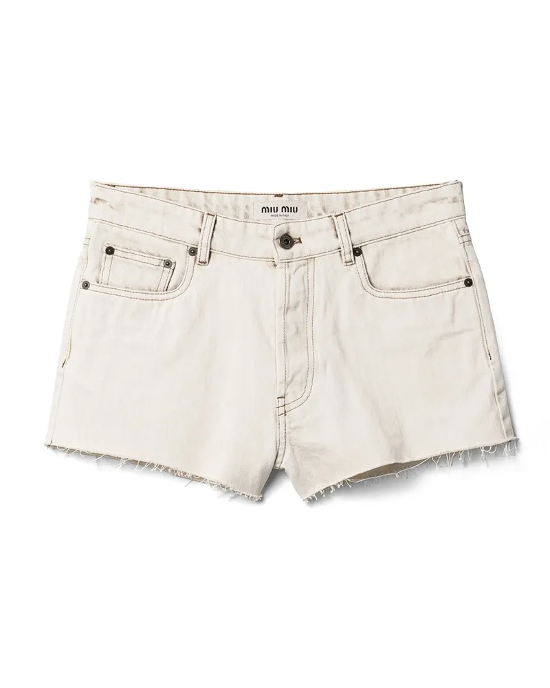 Miu Miu Shorts Aus Denim, Damen, Weiss, Größe Weiss