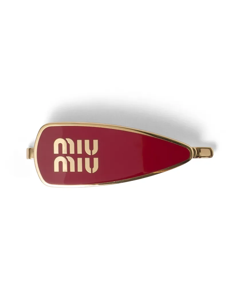 Miu Miu Haarspange Aus Emailliertem Metall, Damen, Rot Rot