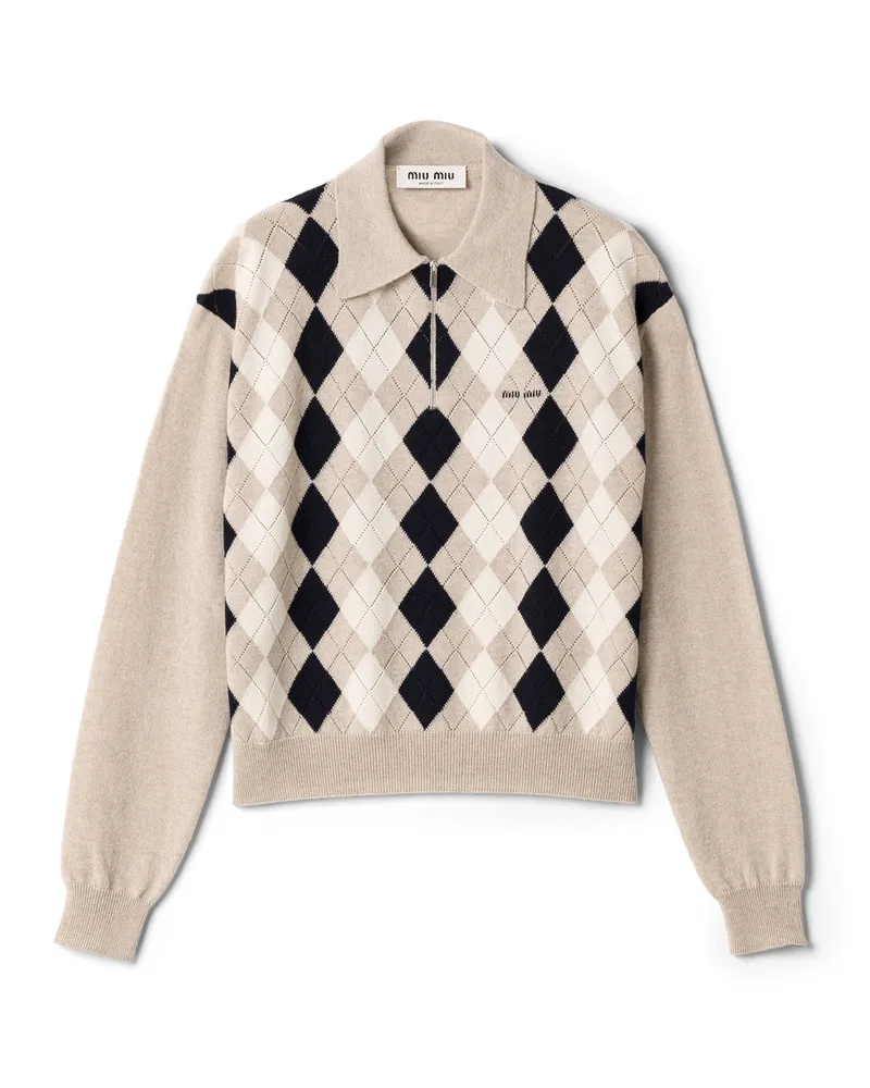 Miu Miu Polo-pullover Aus Kaschmir, Damen, Beige, Größe Beige