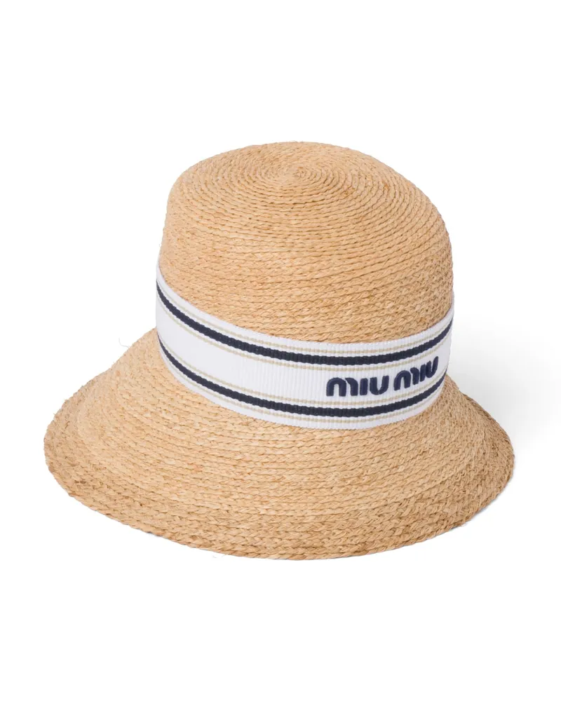 Miu Miu Hut Aus Webstoff, Damen, Hellbraun/weiss, Größe Hellbraun