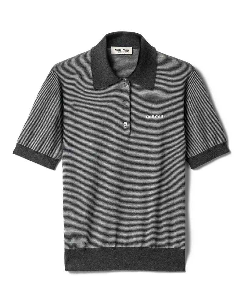 Miu Miu Poloshirt Aus Kaschmir Und Seide, Damen, Anthrazitgrau/grau, Größe Anthrazitgrau