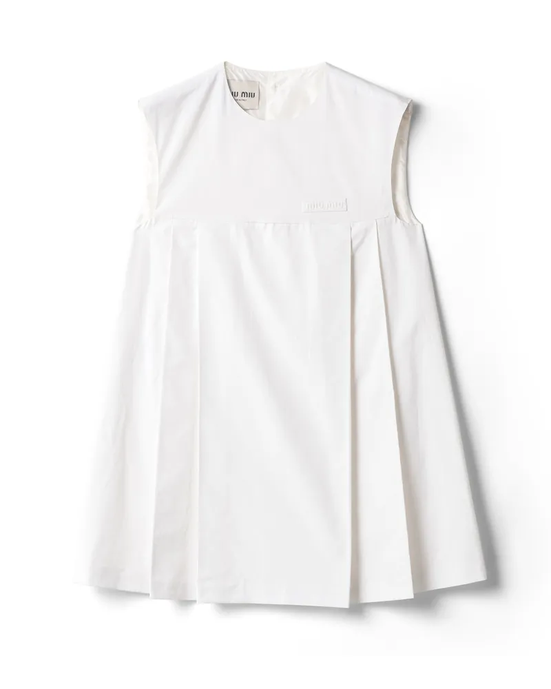 Miu Miu Minikleid Aus Popeline, Damen, Weiss, Größe Weiss