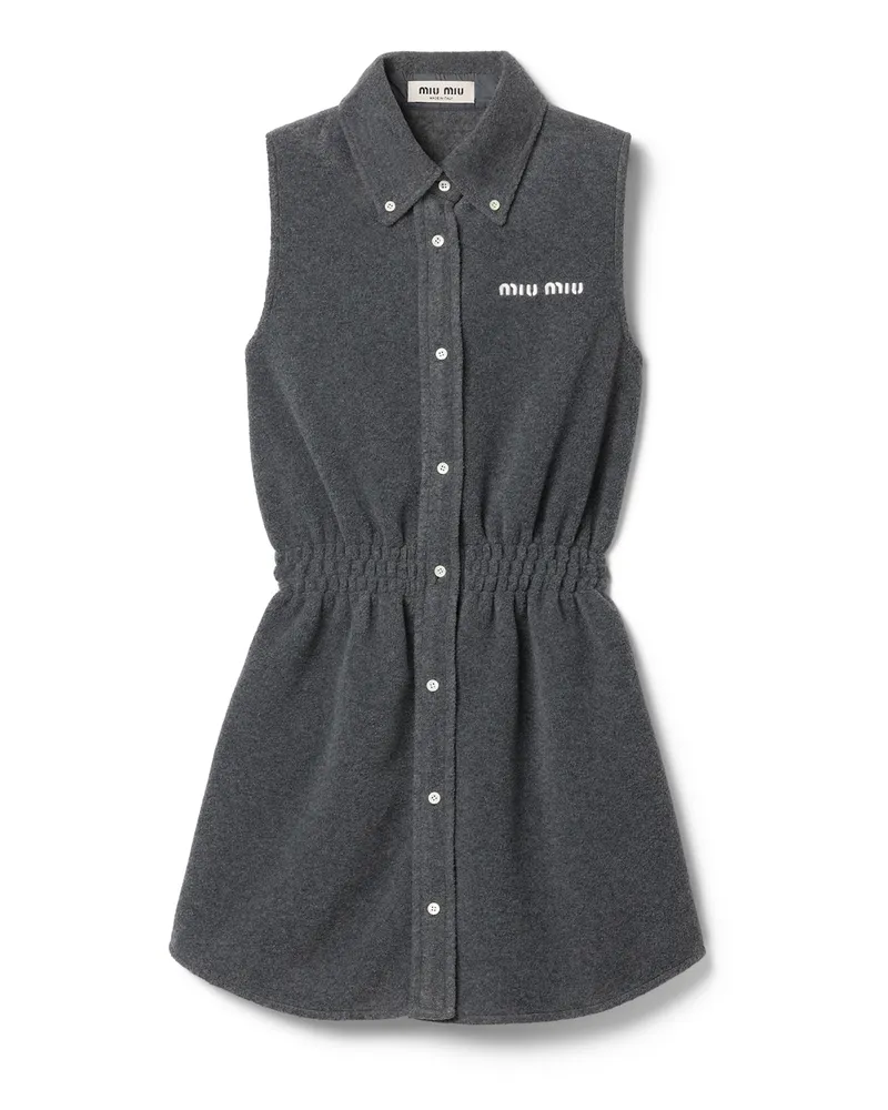 Miu Miu Kleid Aus Fleece, Damen, Grau, Größe Grau