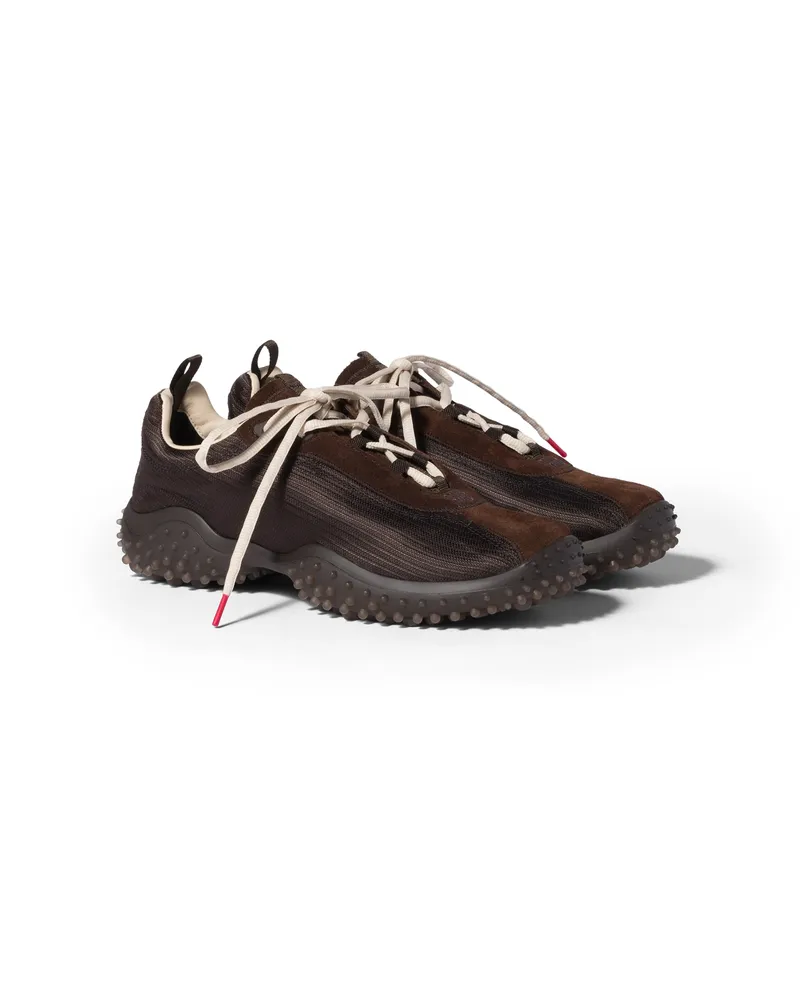 Miu Miu Bubble Sneaker Aus Technischem Gewebe Und Veloursleder, Damen, Dunkelbraun, Größe Dunkelbraun