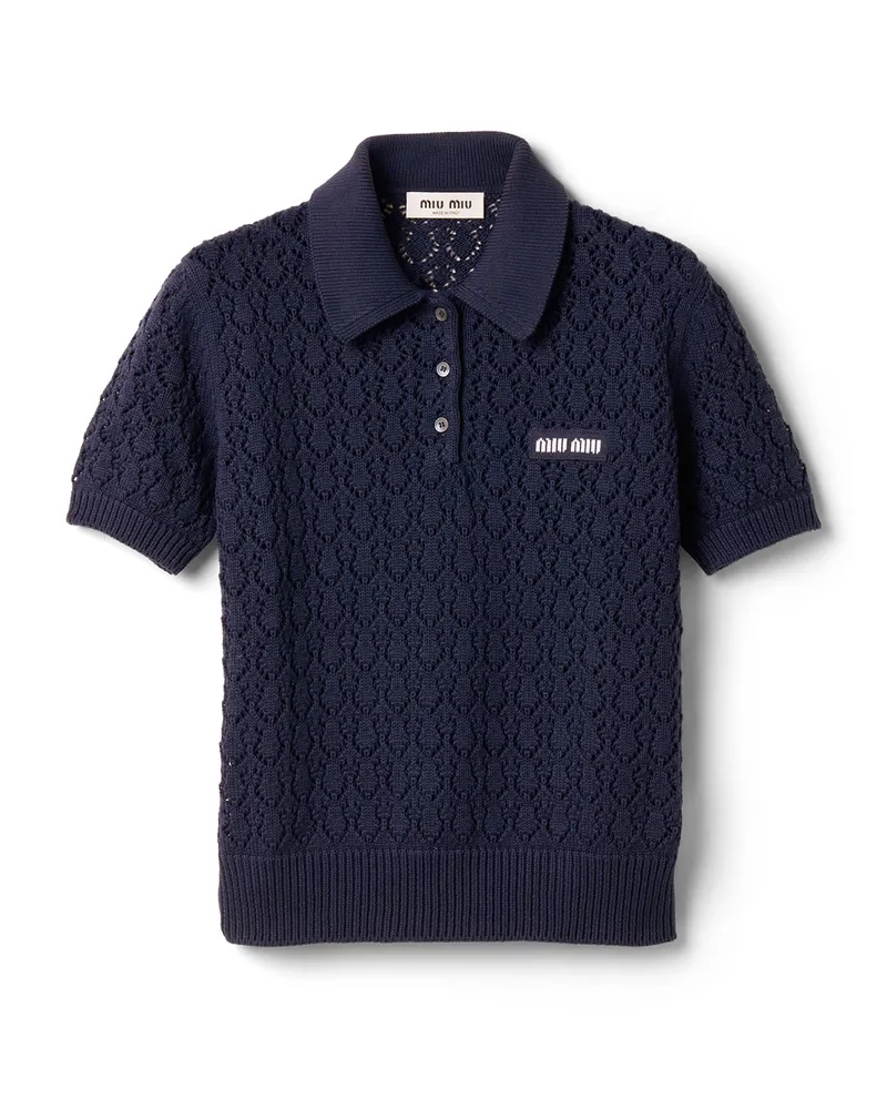 Miu Miu Poloshirt Aus Baumwolle, Damen, Blau, Größe Blau