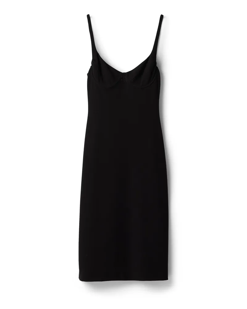 Miu Miu Kleid Aus Milano-rippstrick, Damen, Schwarz, Größe Schwarz