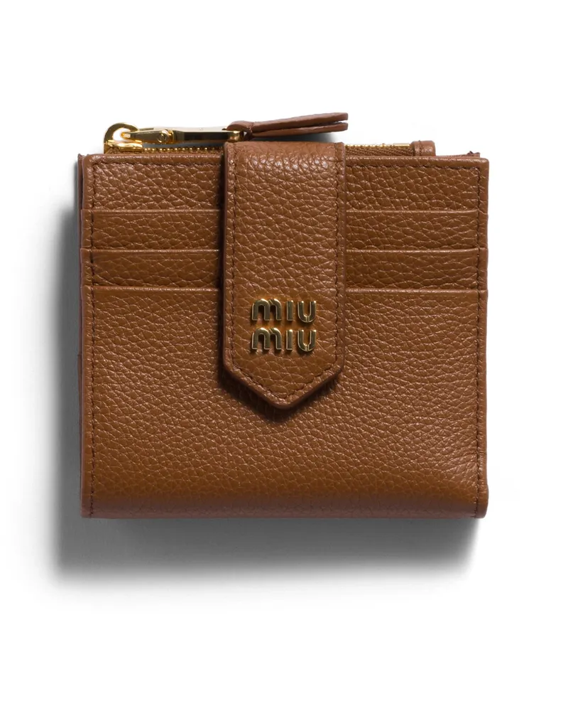 Miu Miu Kleine Geldbörse Aus Leder, Damen, Cognac Cognac