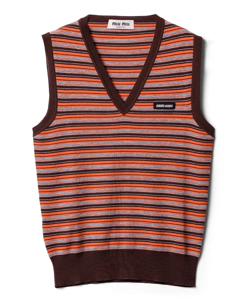 Miu Miu Weste Aus Wolle, Damen, Orange, Größe Orange