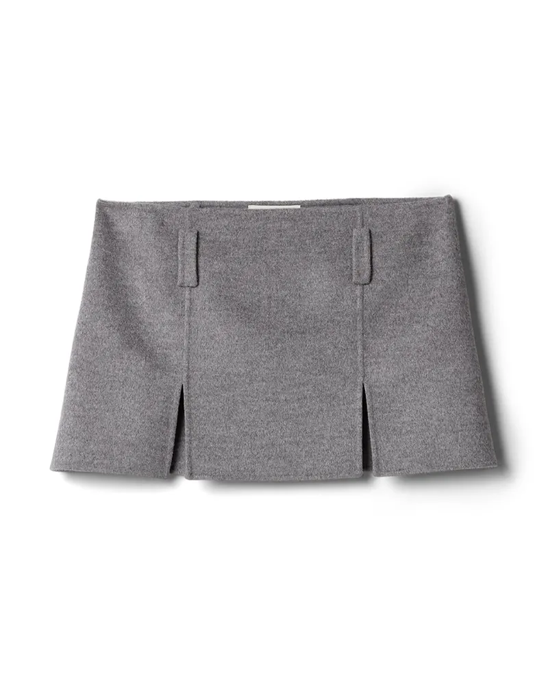 Miu Miu Doppelter Minirock Aus Kaschmir Und Wolle, Damen, Grau, Größe Grau