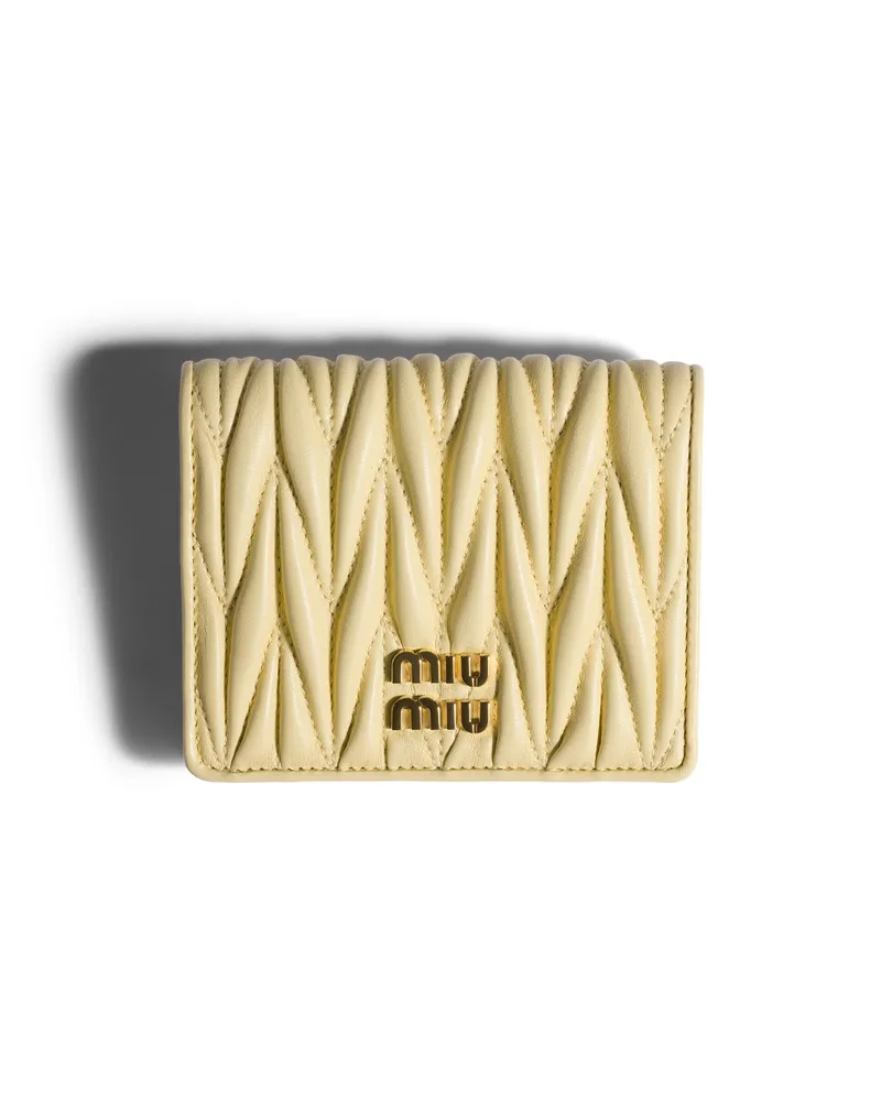 Miu Miu Kleine Geldbörse Aus Matelassé-nappaleder, Damen, Creme Creme