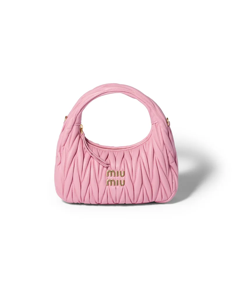 Miu Miu Wander Hobo Bag Aus Matelassé-nappaleder, Damen, Rosa Rosa