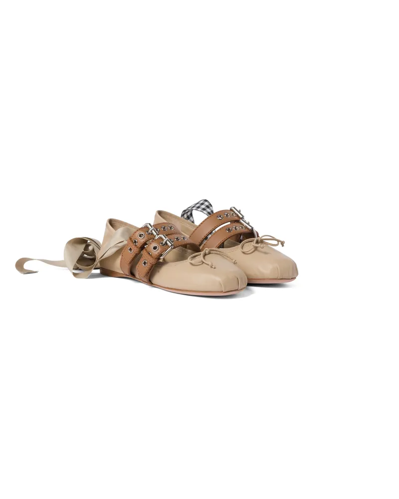 Miu Miu Ballerinas Aus Nappa Und Kalbsleder, Damen, Kordel, Größe Kordel