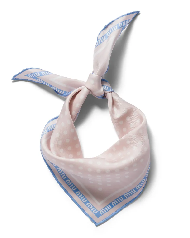 Miu Miu Schal Aus Bedrucktem Twill, Damen, Alabaster/veilchenblau Alabaster