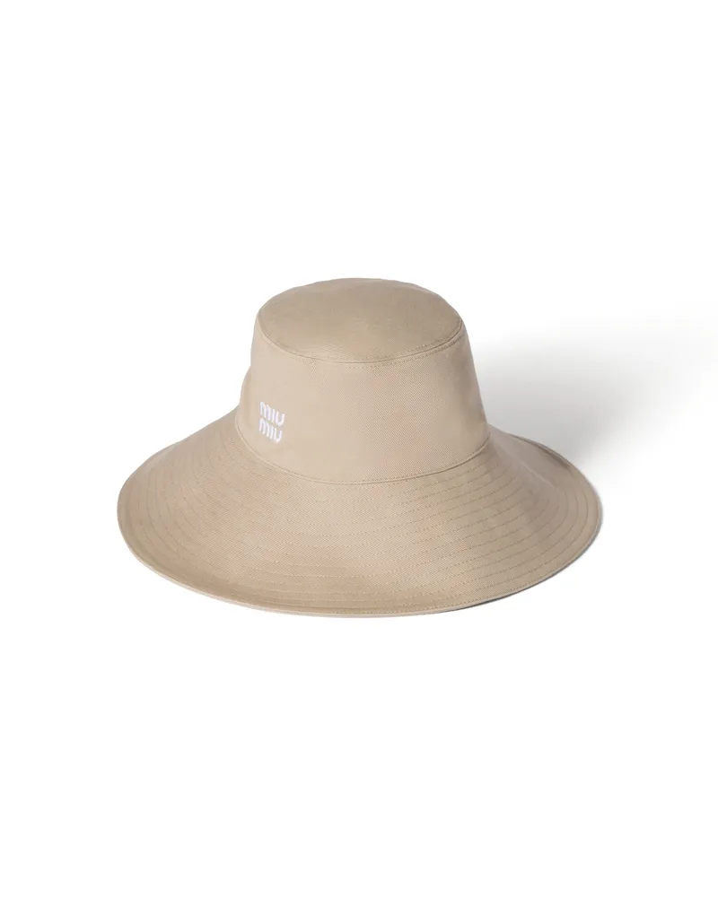 Miu Miu Hut Aus Denim, Damen, Beige/amaranth, Größe Beige